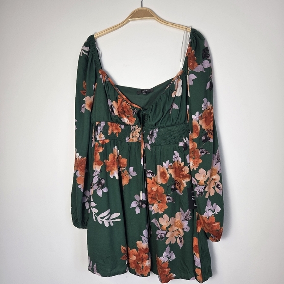 Lulus Cutie Moment Green Floral Print Long Sleeve Mini Dress - Picture 5 of 10